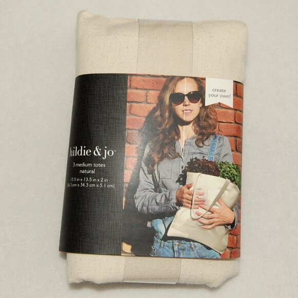 NWT Medium Canvas Hand Totes, 3-Pack, Natural - Picture 7 of 7